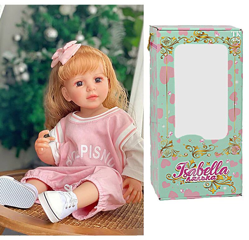 Лялька РЕБОРН 50 гумова, імітація скляних очей, пустушка, пляшечка, памперс, прикраса, взуття, в коробці