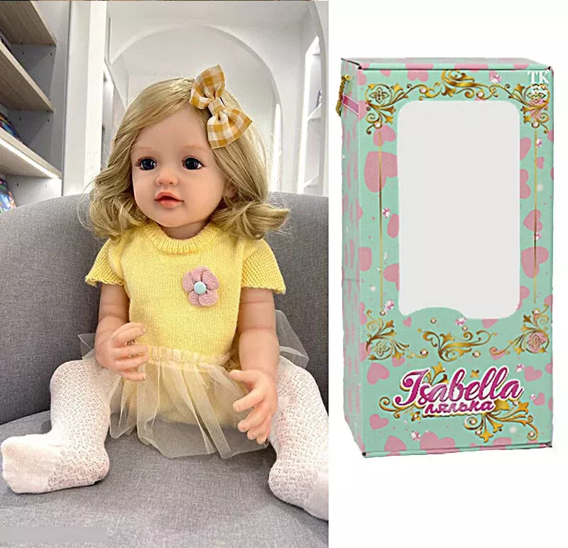 Лялька РЕБОРН 50 гумова, імітація скляних очей, пустушка, пляшечка, памперс, прикраса, взуття, в коробці