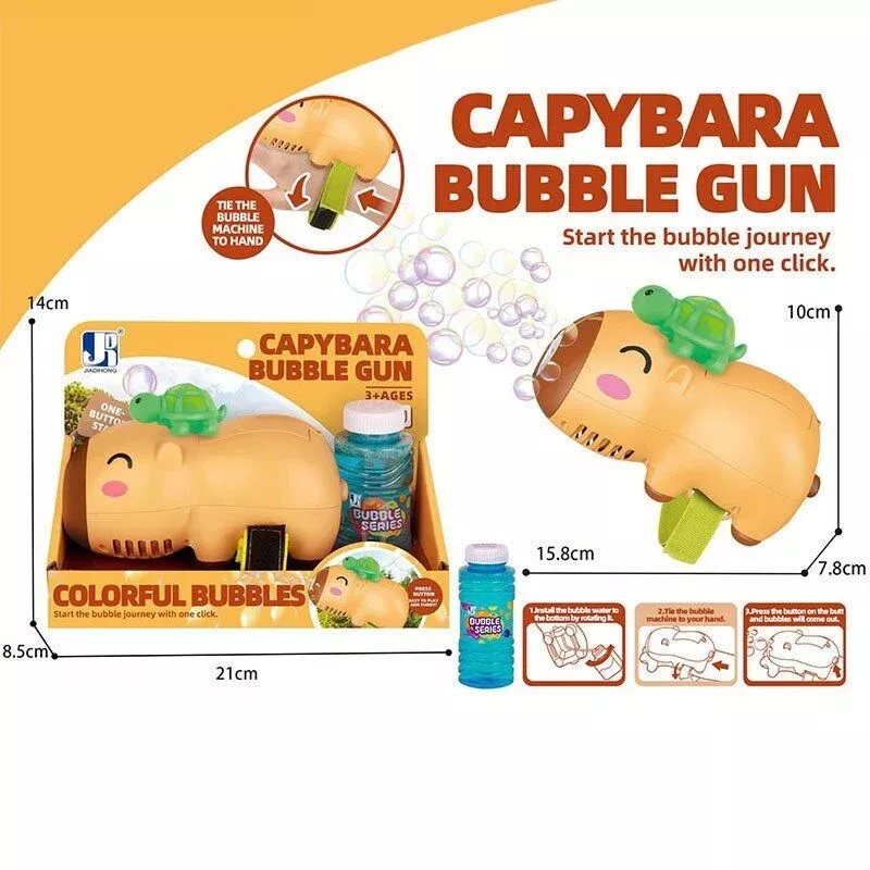 Установка з мильними бульбашками P 82378 (72/2) «Капібара», підсвічування, автоматична робота, пляшка з мильним розчином, гумова черепашка, в коробці