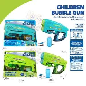 Пістолет з мильними бульбашками P 82338 (48/2) 2 кольори, автоматичний, акумулятор 3.7 V, підсвічування, пляшечка з мильним розчином, в коробці 