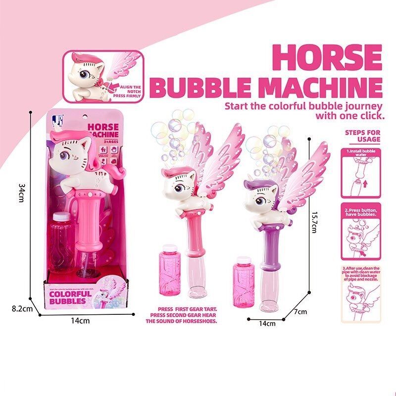 Установка з мильними бульбашками P 82398 (64/2) 2 кольори, «Єдиноріг», підсвічування, автоматична робота, пляшка з мильним розчином, в коробці 