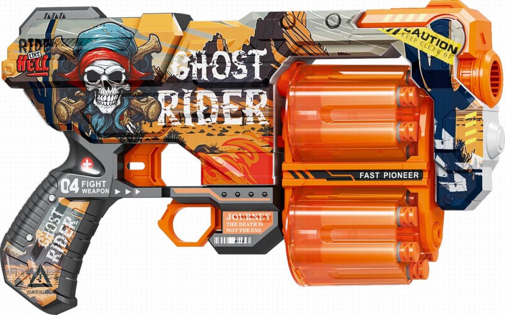 Іграшковий пістолет мех. з подвійним бараб. та м'як. набоями(12 шт.) (Примарний вершник) (30,5х18 см)