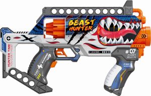 Іграшковий пістолет автомат. бараб. на батар. з м'як. набоями Мисливець на звірів (24 шт.) (35х20,5см)