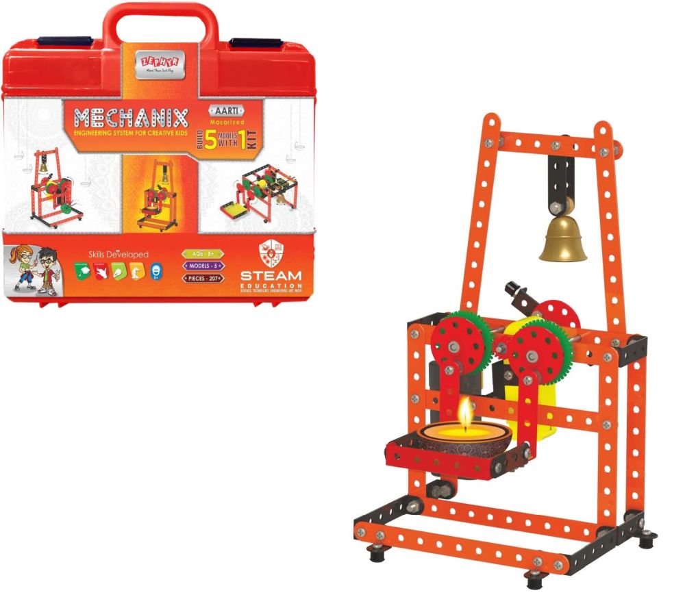 Металевий конструктор з електромотором у пластиковому кейсі "MECHANIX" Аарті 207 елм./5 моделей