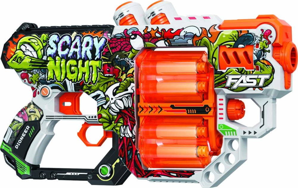 Іграшковий пістолет мех. з подвійним барабаном та м'як. набоями (12 шт.) Ніч Страху