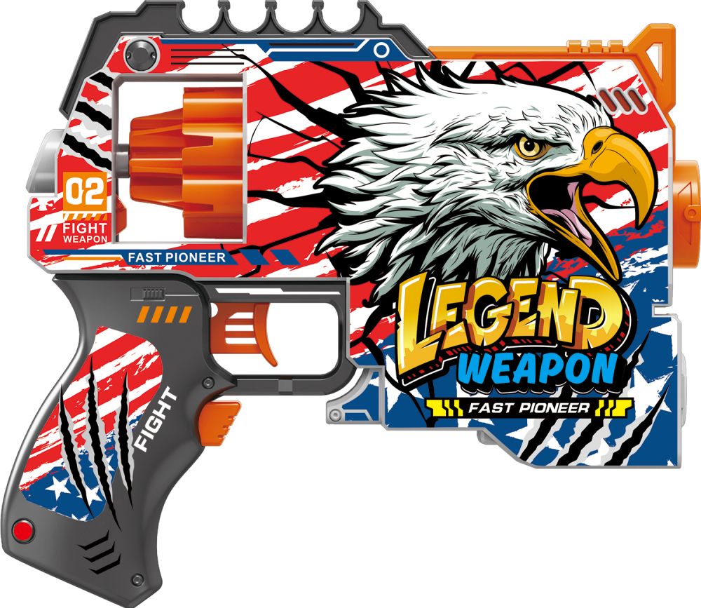 Іграшковий пістолет автомат. барабан на батарейках з м'як. набоями Легенда Зброї