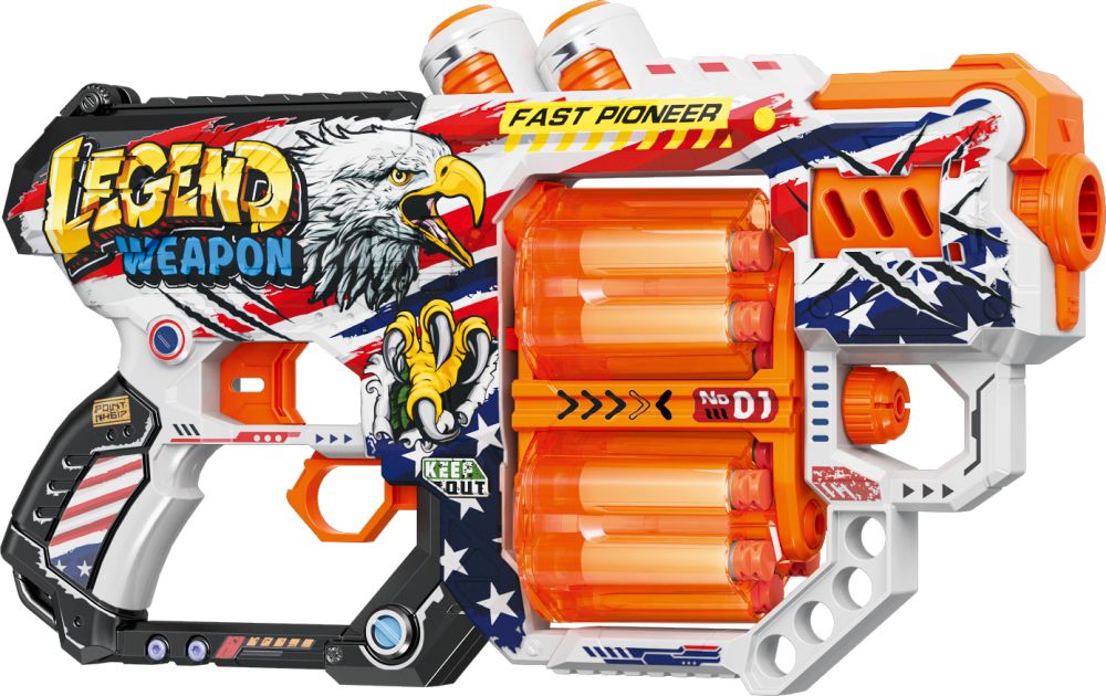 Іграшковий пістолет мех. з подвійним барабаном та м'як. набоями (12 шт.) Легенда Зброї