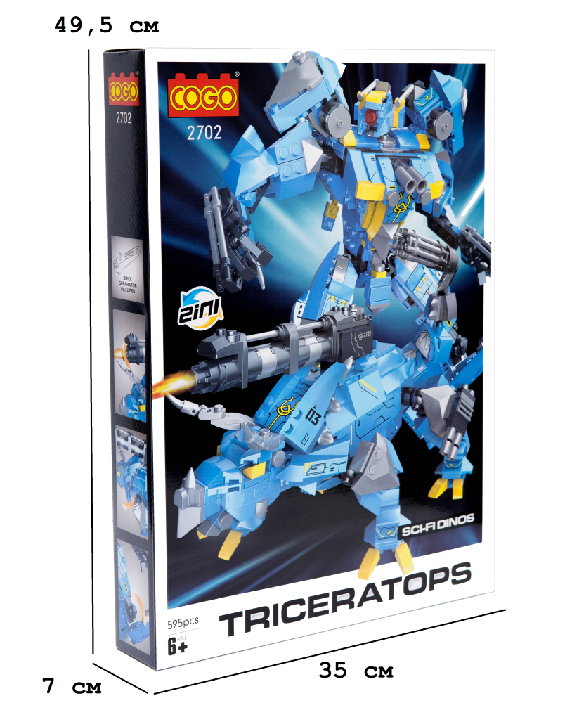 Конструктор "Дино трансформери" (595 елм.) Трицератопс / COGO