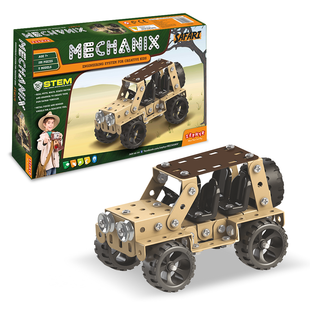 *Металевий конструктор, розвиваючий "MECHANIX" Сафарі (155 елм./5 моделей)
