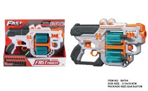 Іграшковий пістолет мех. з подвійним барабаном та м'як. набоями (18 шт.) (Білий) (31,5 х 18,5см)