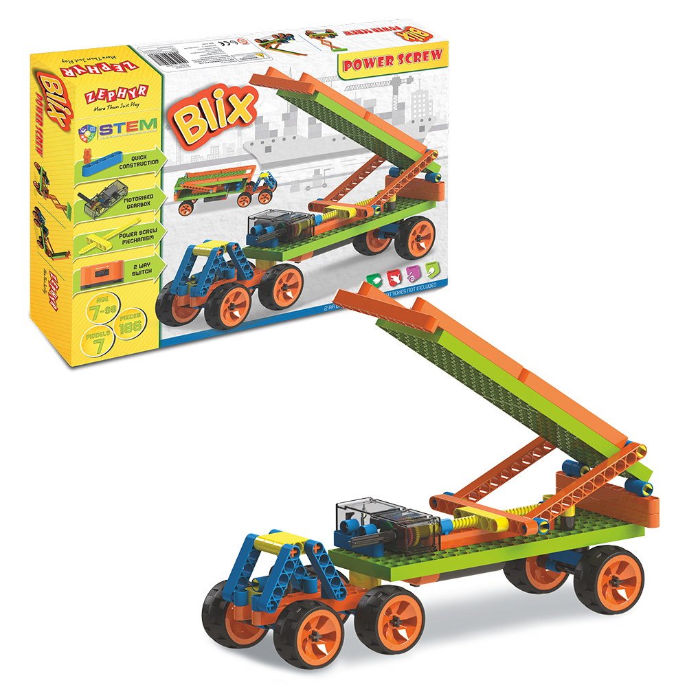 Конструктор поліпропіленовий, розвиваючий з моторчиком "BLIX" Силач (186 елм./7 моделей)