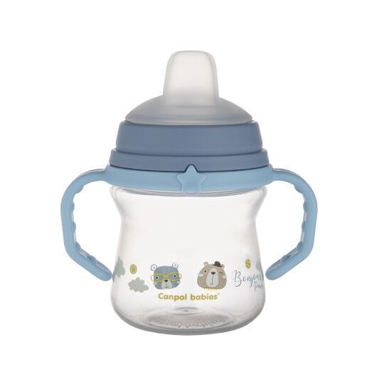 Canpol babies Кружка тренувальна з силіконовим носиком FirstCup 150 мл BONJOUR PARIS - блакитна