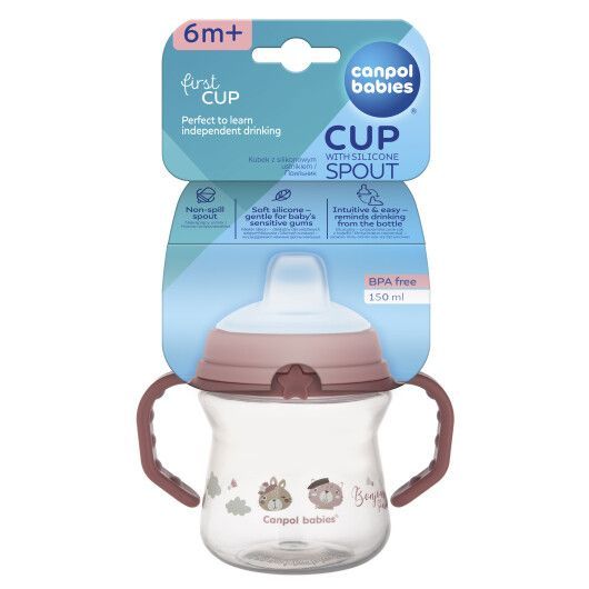 Canpol babies Кружка тренувальна з силіконовим носиком FirstCup 150 мл BONJOUR PARIS - рожева