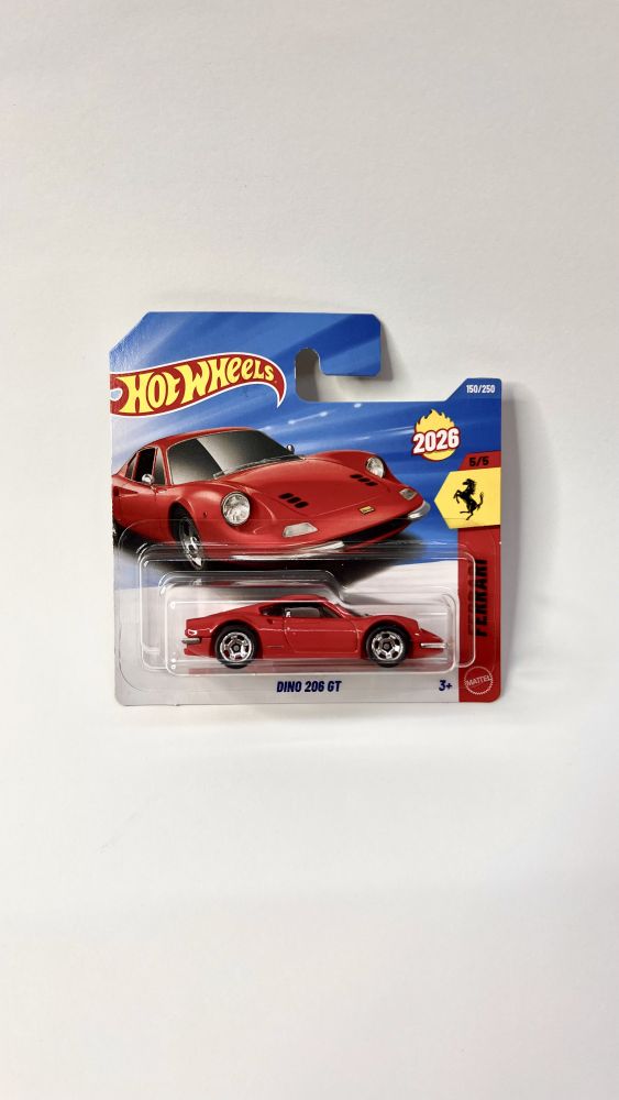 Машинка Базова Hot Wheels DINO 206 GT Ferrari 1:64 JJH56 Red