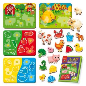 Гра розвиваюча з липучками «Де чиє дитинча? Вивчаємо кольори»