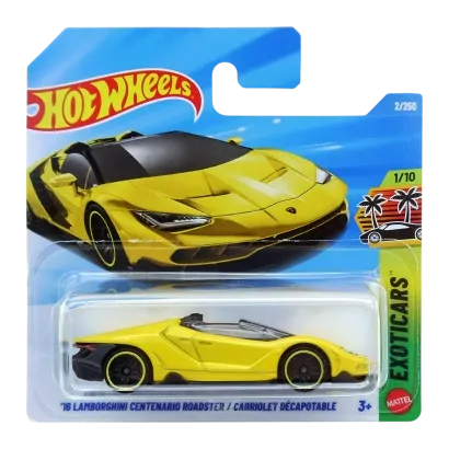 Машинка Базова Hot Wheels '16 Lamborghini Centenario Roadster Exotics 1:64 JJH80 Yellow