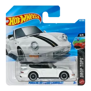 Машинка Базова Hot Wheels Porsche Porsche 911 Turbo Cabriolet Drop Tops 1:64 JJJ22 White