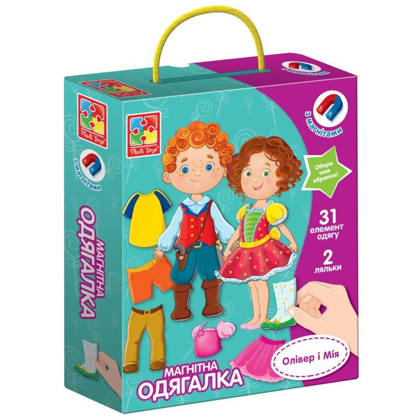Гра настільна Vladi Toys магнітна одягалка. Олівер і Мія