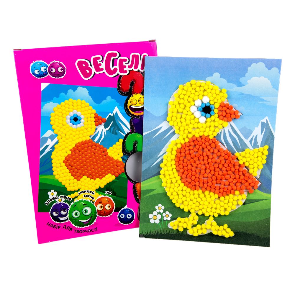 Набір для творчості Strateg Веселі помпони - курчатко українською мовою