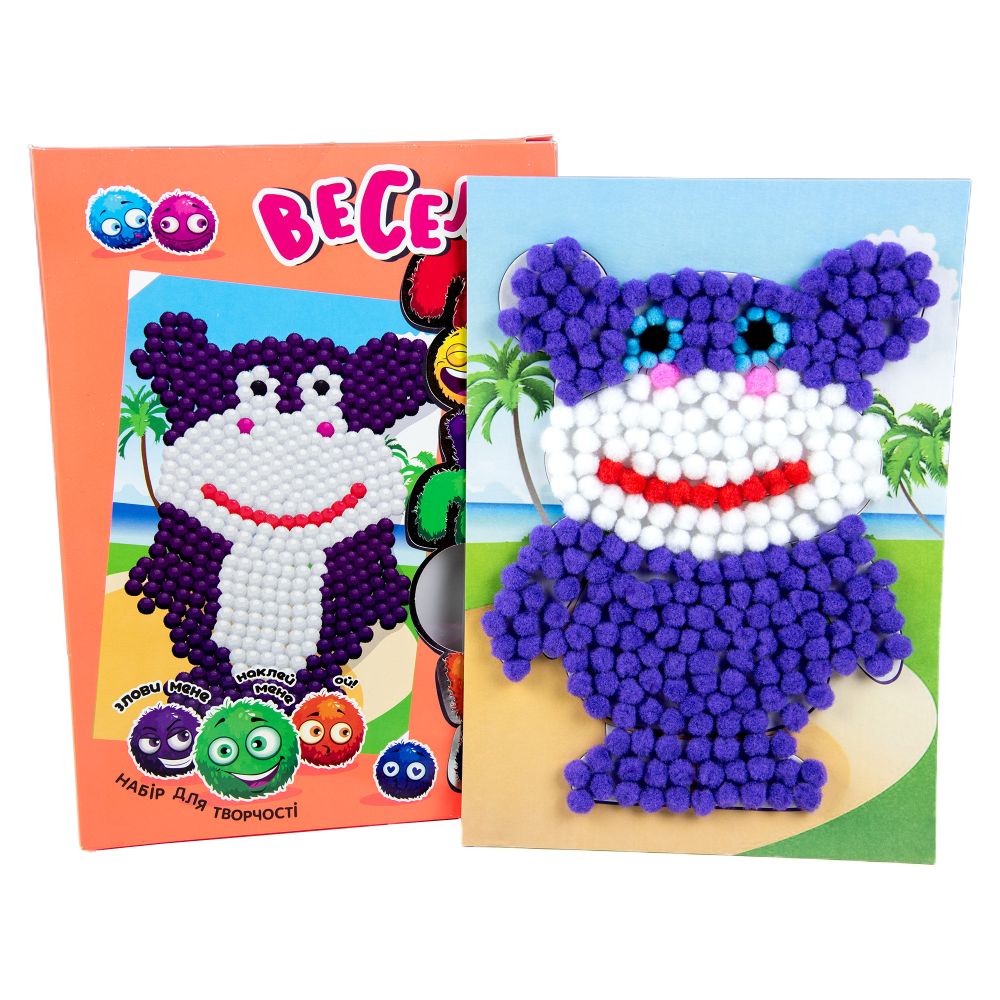 Набір для творчості Strateg Веселі помпони - курчатко українською мовою