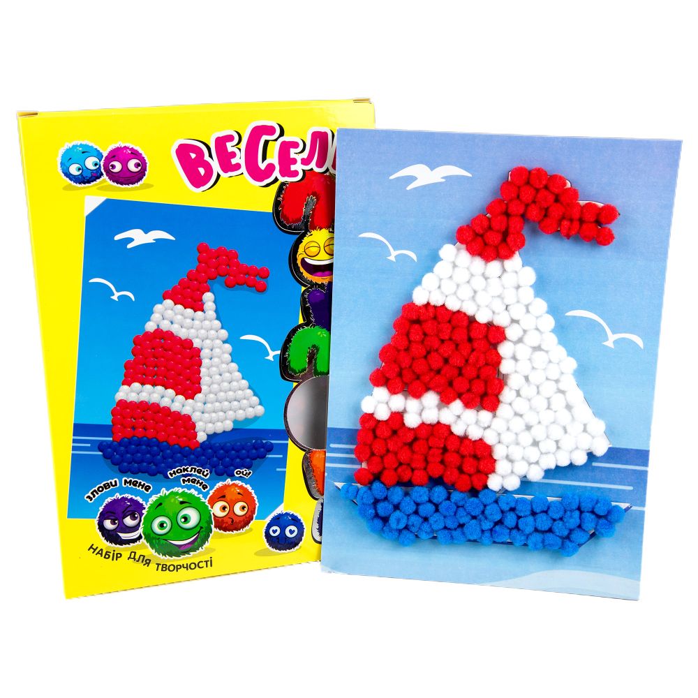 Набір для творчості Strateg Веселі помпони - курчатко українською мовою