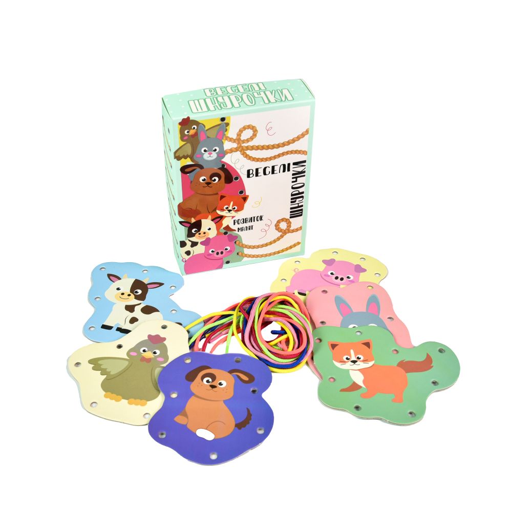 Настільна гра Strateg Веселі шнурочки тварини українською мовою