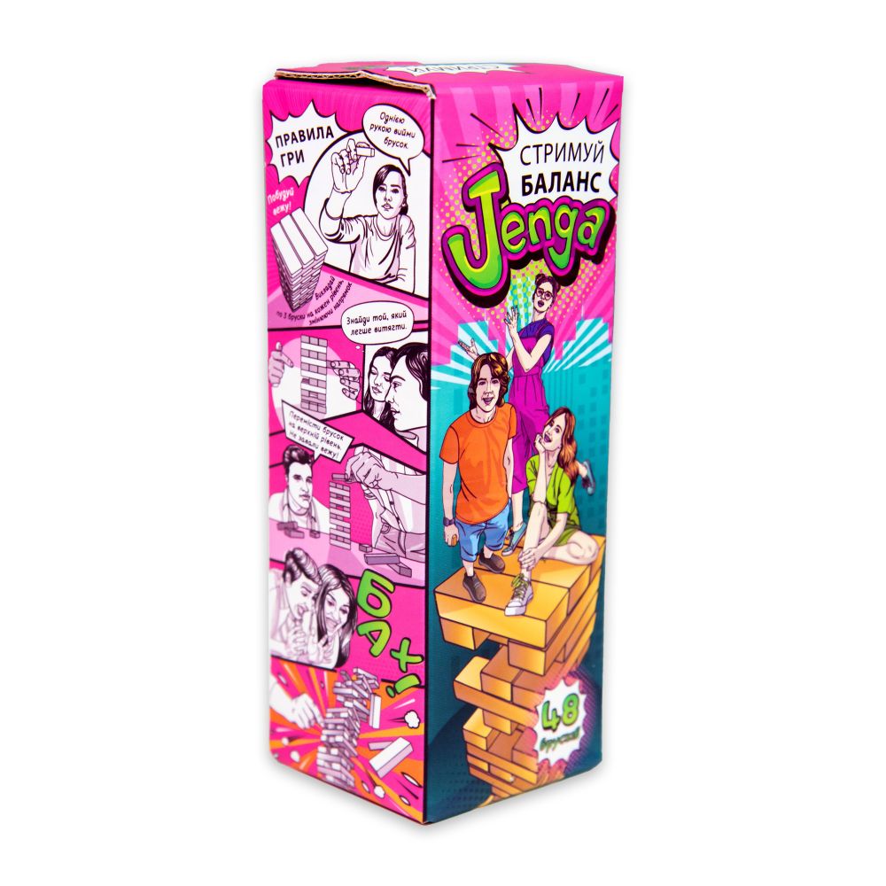 Настільна гра дженга Strateg Jenga Стримуй баланс 48 брусків