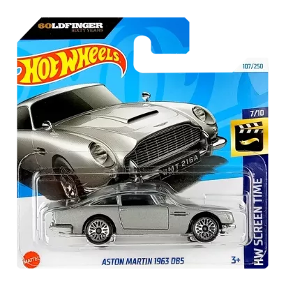 Машинка Базова Hot Wheels Aston Martin 1963 DB5 James Bond 007 Goldfinger Screen Time 1:64 HTB36 Grey