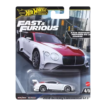Машинка Premium Hot Wheels 2018 Bentley Continental GT3 Fast & Furious 1:64 HVR63 White
