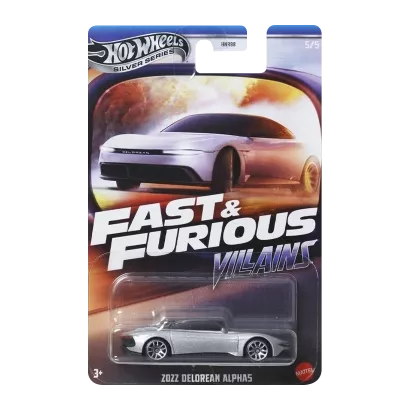 Тематична Машинка Hot Wheels 2022 DeLorean Alpha5 Villains Fast & Furious 1:64 JBY38 Silver